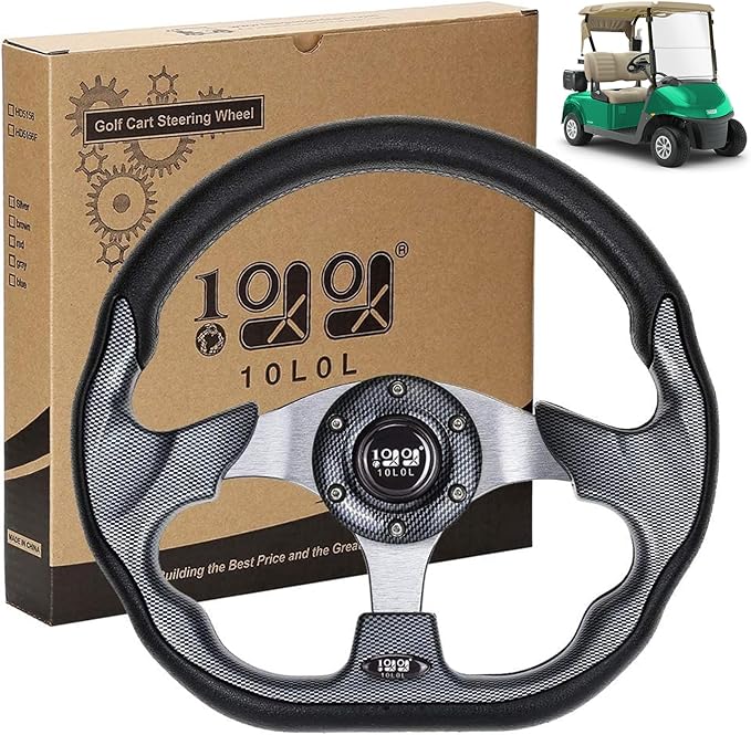 10L0L Golf Cart Steering Wheel, Universal Design Fit for Yamaha, EZGO RXV & TXT, Club Car DS, Club Car Precedent Tempo, Most Golf Cart (Magnet Gray)