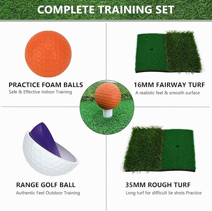 Pop-Up Golf Chipping Net Set with Mat & 8 Practice Balls- Professional Golf Chipping Practice Ideal for Indoor and Outdoor Training- - Gifts for Men, Golfers, Teenage Boys and Beginners