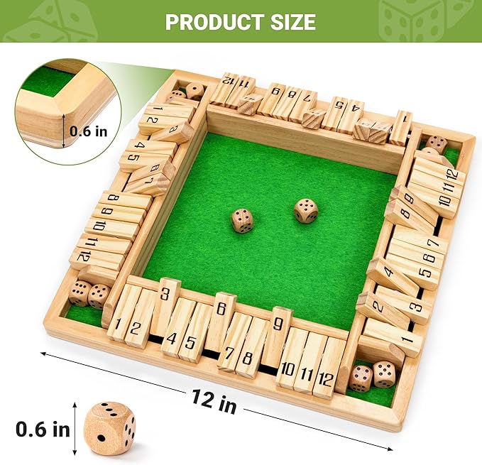 ropoda Shut The Box Game, Upgraded 12 Numbers Wooden Board Games - Image 5