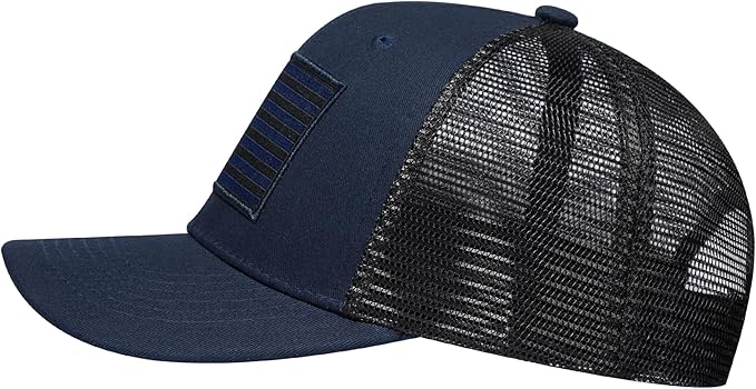 American Flag Trucker Hat, Patriotic Baseball Cap for Men & Women, Breathable Mesh Adjustable Snapback, USA Flag Patch