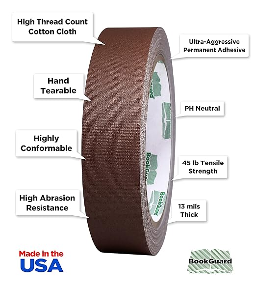 BookGuard 1 inch Premium Bookbinding Repair Cloth Tape, 15 Yards per Roll - Image 2