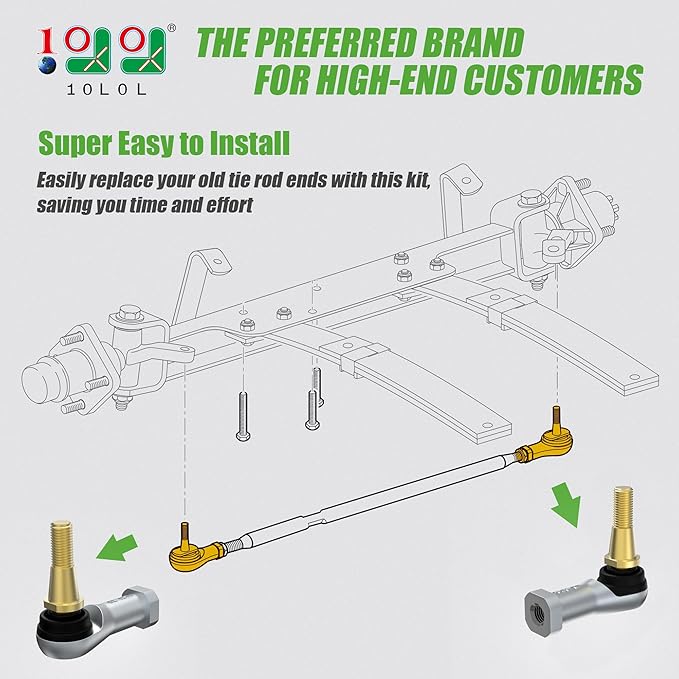 10L0L Golf Cart Tie Rod Ends Ball Joint Kit for EZGO TXT 2001-Up Electric & Gas Models-Driver & Passenger Side Replacement Parts (Fits OEM #70902-G01 70902-G02) - 2-Piece Set