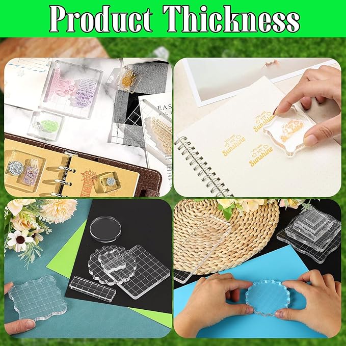 4Pcs Clear Acrylic Stamp Blocks Set, Acrylic Stamping Blocks Tools Clear Stamps - Image 5