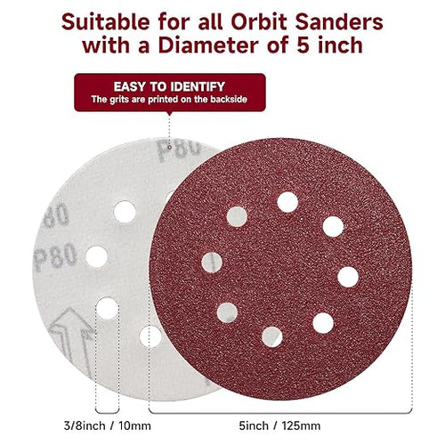 100 PCS 5 Inch Sanding Discs 1000 Grit, Round Hook and Loop Sandpaper - Image 2