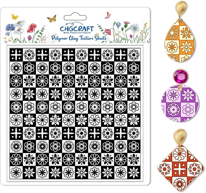 CHGCRAFT Lattice Pattern Polymer Clay Texture Sheets Geometric Flowers Silicone by chgcraft
