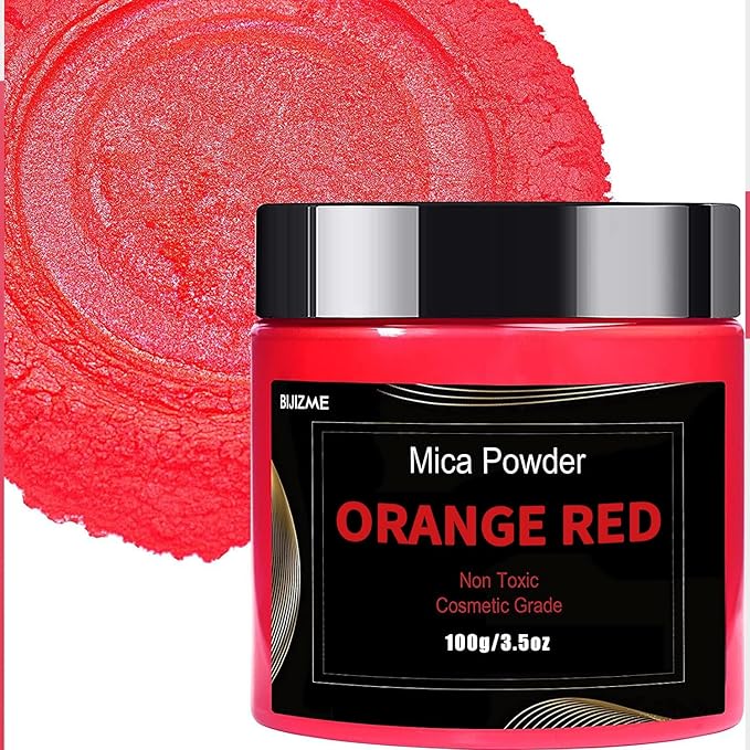 Deep Red Mica Powder Pigment -Cosmetic Grade Metallic Mica Powder by BIJIZME