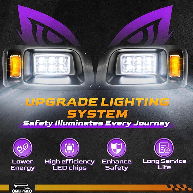Club Car DS LED Headlight Kit, High Brightness Golf Cart LED Headlights, 12V Golf Cart Head lights for Club Car DS 1993-UP Gas&Electric Golf Carts, Street Legal, Non-OEM, Cutout Required