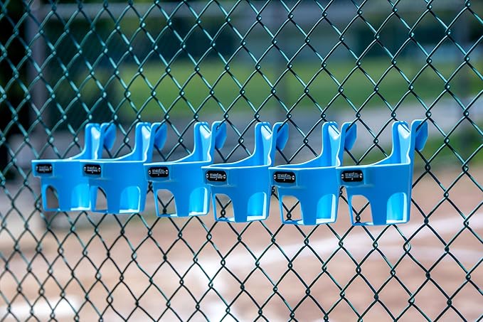 Fence Cup Holder | Drink Holder for Chain Link Fence | Fits Stanley, Yeti & Gatorade | Baseball Dugout, Softball, Pickleball & Tennis | Made in USA | The Fence Buddy (Light Blue)