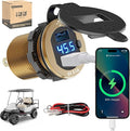 10L0L 9V-55V Input Golf Cart Quick Charge 3.0 Dual USB Charging Socket,2 in 1 USB Ports & Digital Voltmeter Universal for Club Car,EZGO and Yamaha,Metal Shell Safe Charge Outlet