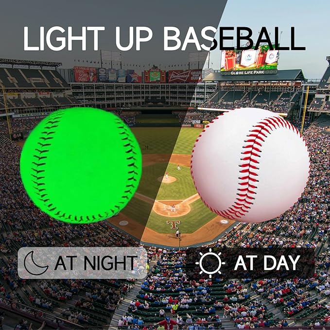 3PCS Light Up Baseball Glow in The Dark Light up Glow Balls Official Size Baseball Gift and Baseball Fans Baseball Accessories