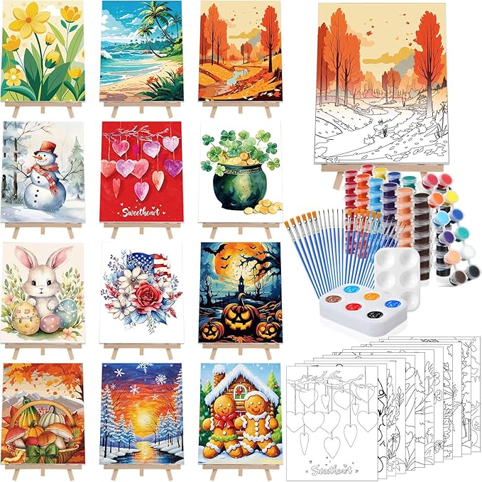 Zhanmai 12 Pack Pre Drawn Canvas by Zhanmai