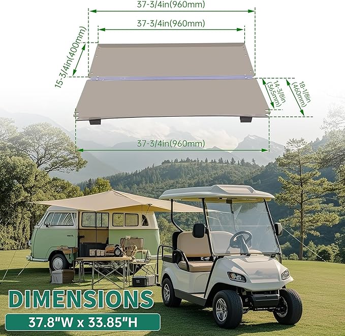 ECOTRIC Golf Cart Tinted Foldable Windshield Compatible with 2004-UP Club Car Precedent,Tempo,Onward Gas or Electric Models Golf Cart Folding Down Impact Resistance HD View Front Windshield