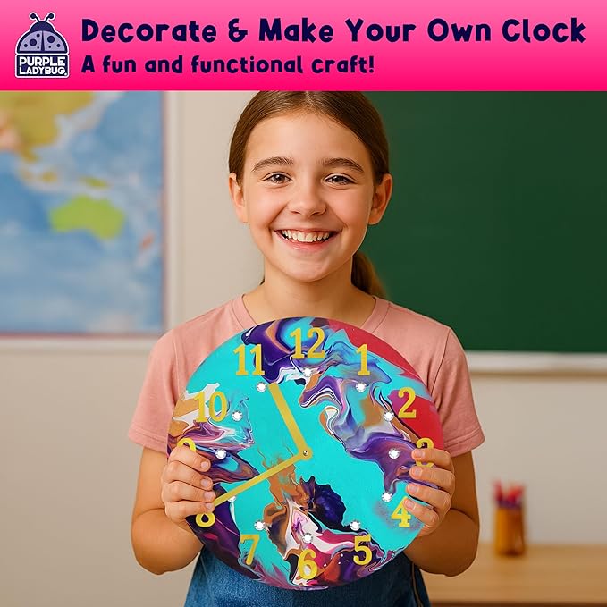 Acrylic Pouring Paint DIY Clock Kit - Image 3