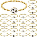 Tondiamo 24 Pcs Cheer Baseball Softball Soccer Basketball Football Tennis Bracelets Gifts Bulk Beaded Stretch Bracelets Charm Gifts Sport Jewelry Party Favors Supplies