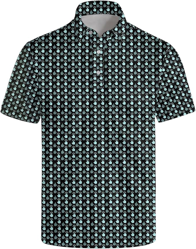 Golf Polo Shirts for Men Funny Print Short Sleeve Golf Shirts Performance Golf Polos