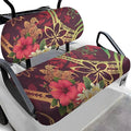 Bulopur Polynesia Floral Sea Turtle Golf Cart Seat Cover for Club Car Ezgo TXT 2 Piece Golf Cart Seat Towel Covers for Bench and Backrest Golfcart Accessories Cushion Cover Protection