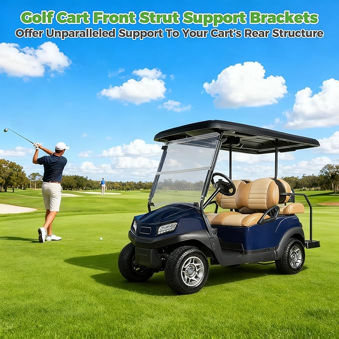 10L0L Golf Cart Front Roof Strut Brackets for Club Car Tempo with Steel Screw Bushings Repair Kit, Heavy Duty Strut Support Reinforcement Repair