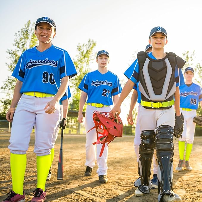 Haysandy Baseball or Softball Sock and Belt Combo Set 3 Football Baseball Socks with Softball Belt for Youth Boys Kids
