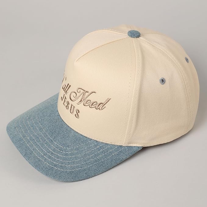 MIRMARU Two-Tone Vintage Canvas Trucker Hats for Men & Women, Adjustable Size Baseball Caps with Trendy Embroidered Design
