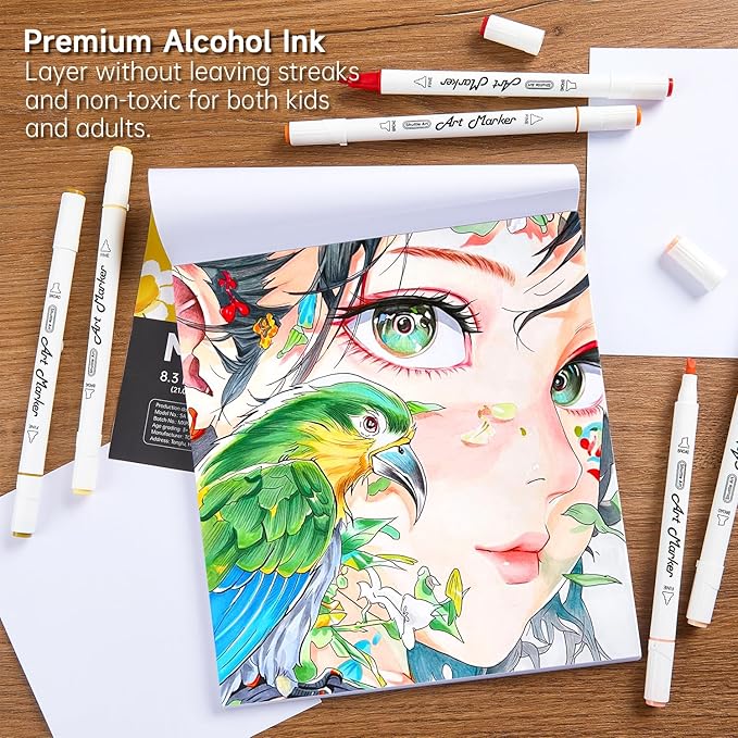 Shuttle Art 26 Colors Skin Tone&Hair Art Markers, Dual Tip Alcohol Based - Image 4