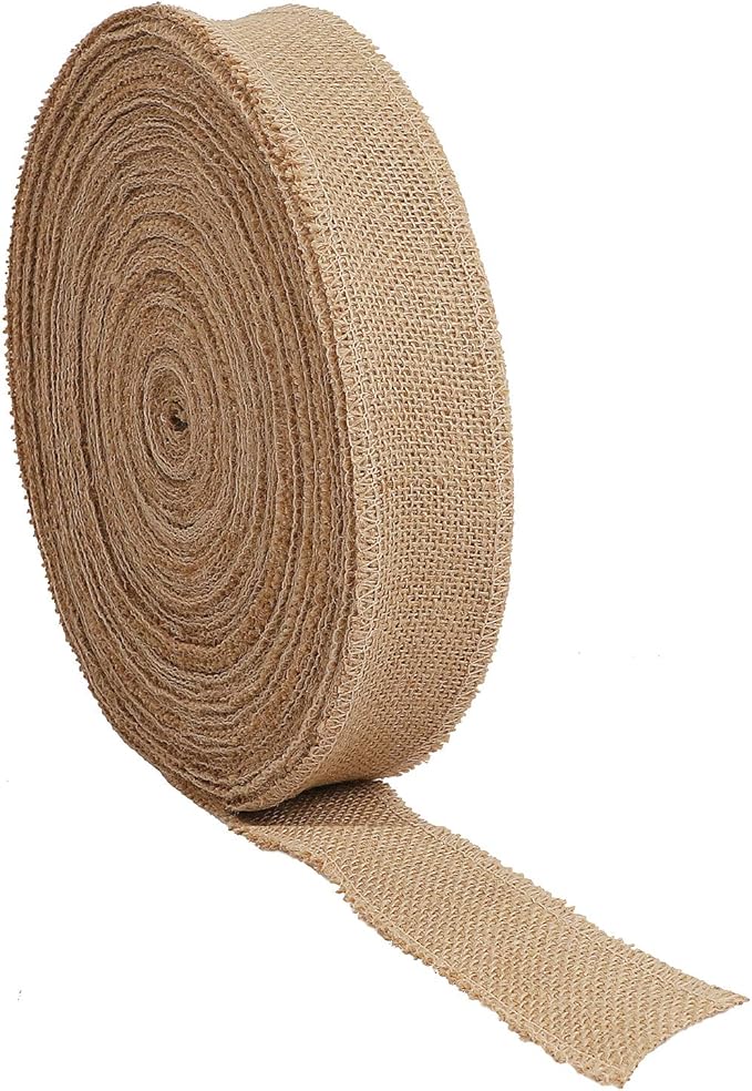 KINJOEK 3 Inch Wide 54 Yards Burlap Ribbon, Natural Jute Fabric Ribbon Crafts by KINJOEK