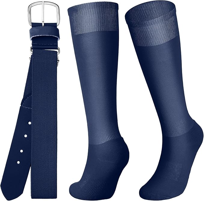 Zhanmai Baseball Belt and Socks Combo, Adjustable Elastic Belt and Softball Socks, Multiple Sizes for Youth Boys Girls, Adult