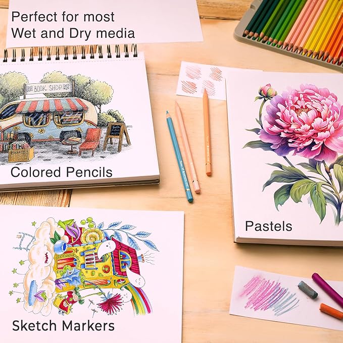 ARTISTIC EYE 9x12 Premium Mixed Media Sketchbooks: Pack of 2, 160 GSM, Spiral - Image 4
