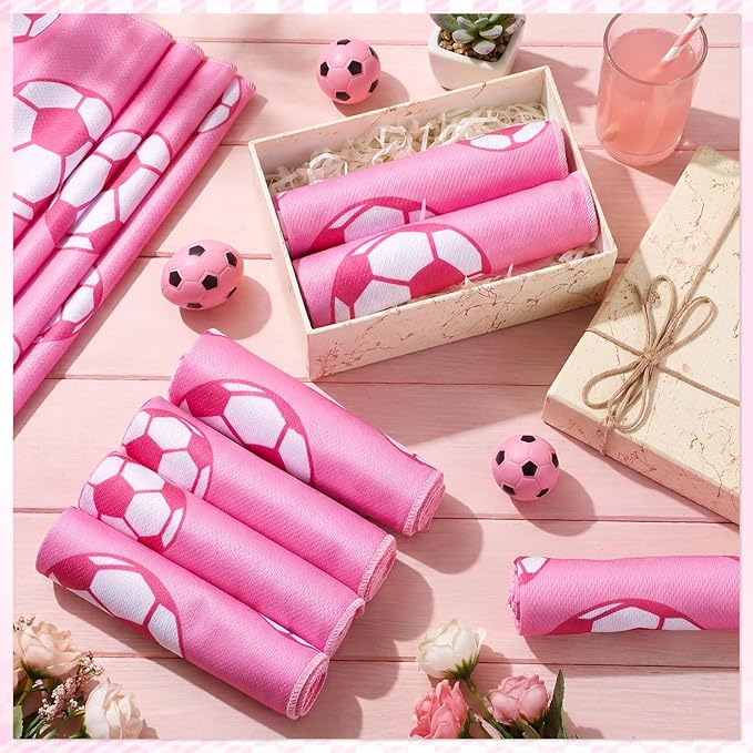 FuWeave 12 Pcs Sports Cooling Towels Baseball Basketball Softball Breathable Soccer Football Volleyball Microfiber Ice Towel Fast Drying for Party Favors Team Gift (Soccer 2,30 x 9 Inch)