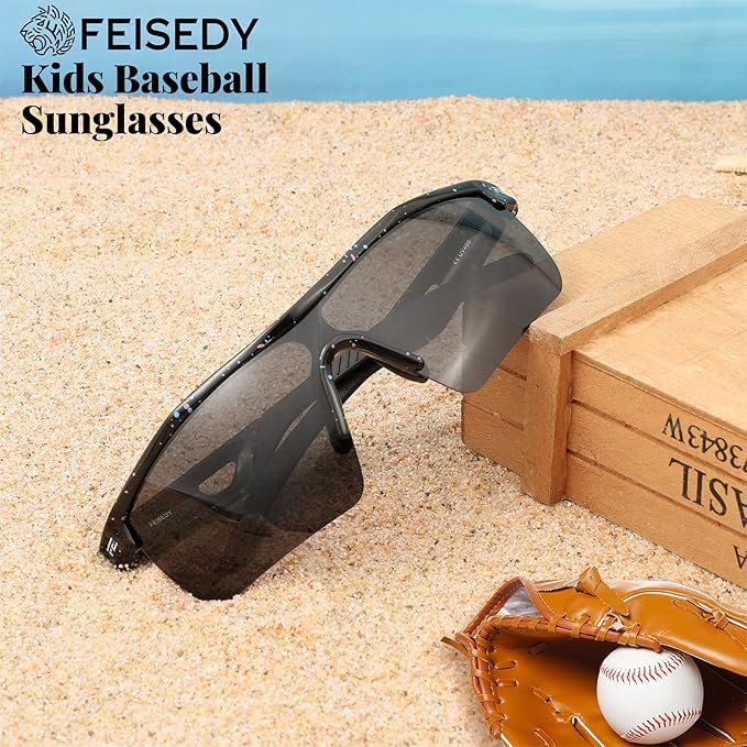 FEISEDY Kids Teens Baseball Polarized Sunglasses Sports TR90 Frame Boys Girls Cycling B2454
