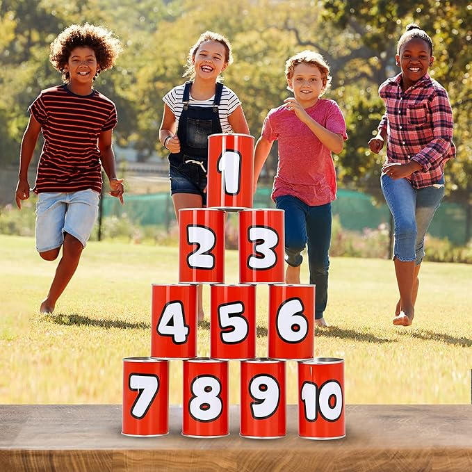 JOYIN 13 Pcs Carnival Party Bean Bag Toss Game, Sturdy Knockdown Can, Birthday - Image 6