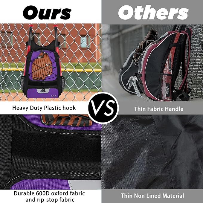 Goloni | Baseball Backpack,Baseball Bag for Adult,Softball Bat Bag with Shoes Compartment,Large Main Compartment for Helmet & accessories, Fence Hook