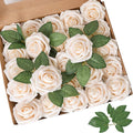 AmyHomie Artificial Flowers Champagne Rose 50pcs Real Looking Fake Roses w/Stem by AmyHomie