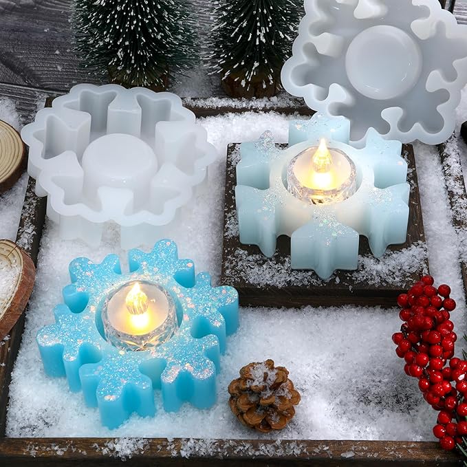2PCS Christmas Resin Molds Snowflake Silicone Resin Mold - Image 3