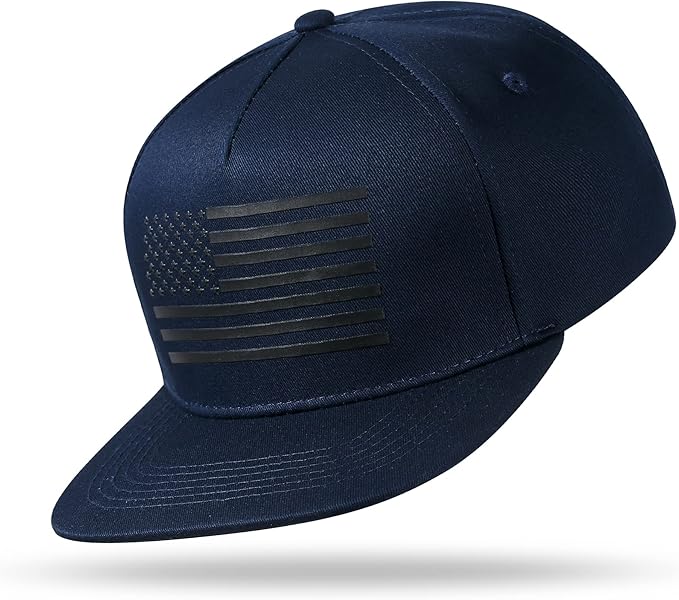 UALON Baseball Cap, Snapback Trucker Hat for Men & Women with American Flag and Adjustable, Breathable Mesh, Flat Bill Hats