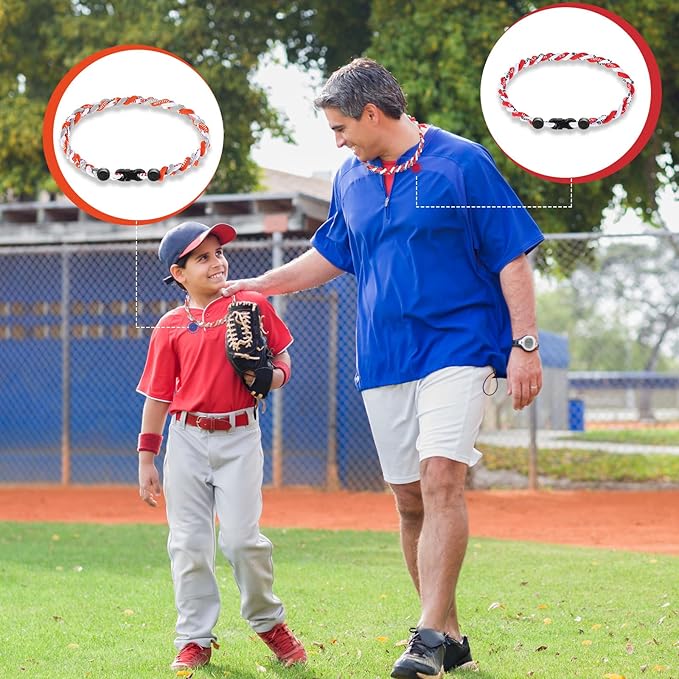 Junkin Baseball Necklaces Three Braided Rope Titanium Necklace for Fans Team Gifts Boys Men Player Softball Sports
