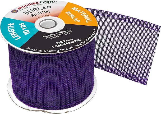 Mandala Crafts Purple Burlap Ribbon 3 Inches Wide Jute Ribbons - Image 4