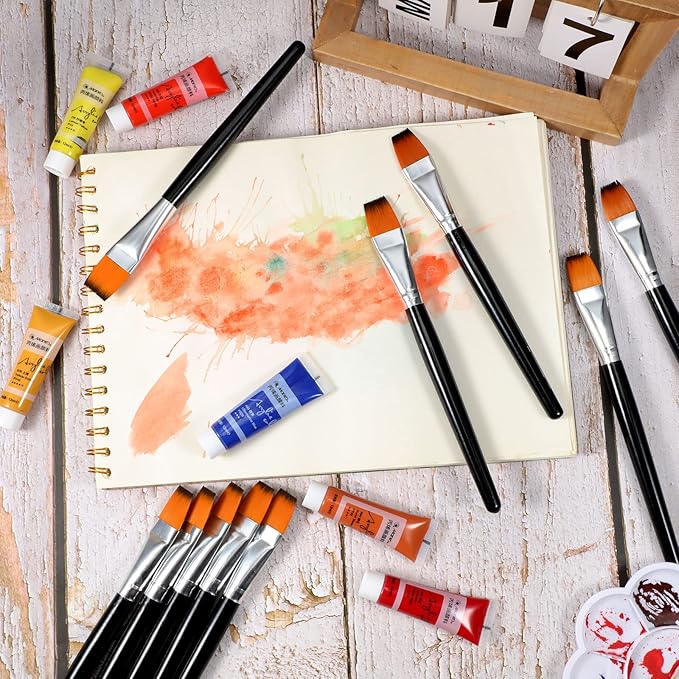 Zonon 10 Pcs 3/4 Inch Flat Paint Brushes Acrylic Painting Craft Accessories - Image 7
