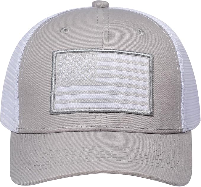 American Flag Trucker Hat, Patriotic Baseball Cap for Men & Women, Breathable Mesh Adjustable Snapback, USA Flag Patch