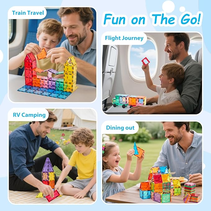Magnetic Building Tiles, Magnetic Blocks, 3D STEM Stacking Toys, Magnets Toy - Image 2