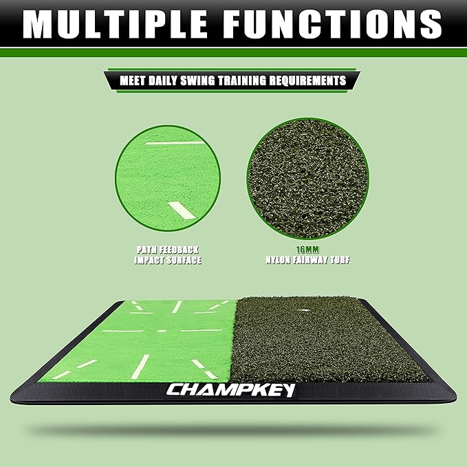CHAMPKEY Heavy-Duty Golf Hitting Mat - Swing Path Feedback Golf Practice Mat - Ideal for Indoor and Outdoor Training