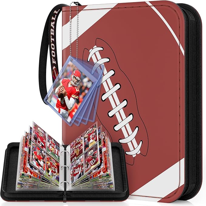 Mlikero 440 Pockets Football Card Binder, Sports Card Binder with Card Display Design, Premium Card Ablums with Sports Pattern Wristband Fit for Football Cards 2026