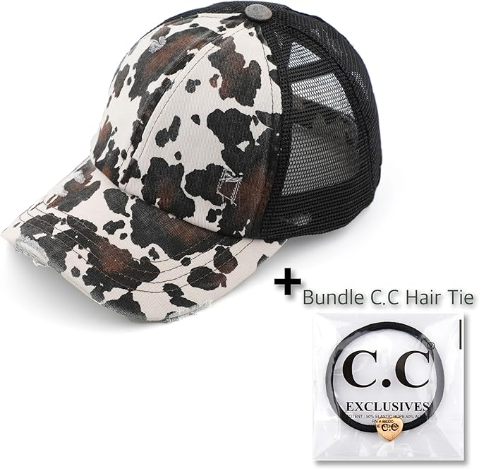 C.C Ponycap Messy High Bun Ponytail Adjustable Glitter Mesh Trucker Baseball Cap
