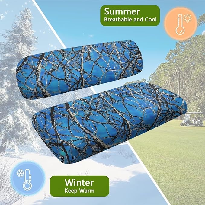 Bulopur Hunting Camo Golf Cart Seat Covers Club Car Precedent Breathable Universal Golf Cart Seat Cover Towel Blanket for EZGO TXT RXV Blue Golfcart Cushion Protectors 2 Pack