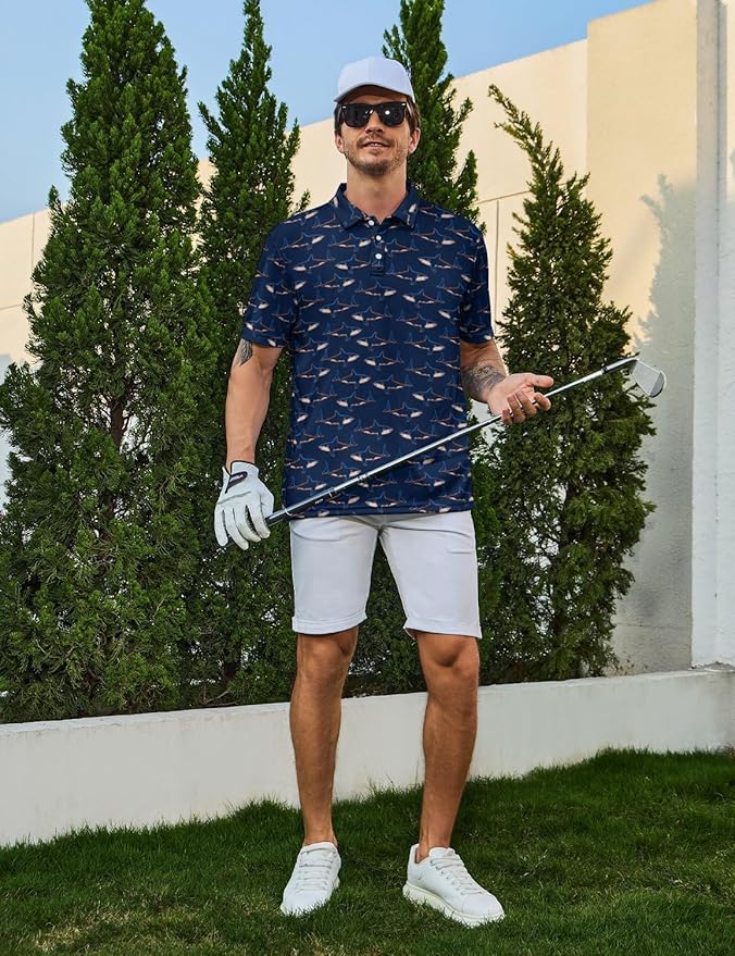 Mens Golf Shirts Golf Polo Shirts for Men Short Sleeve Polo Shirts Golf Gifts