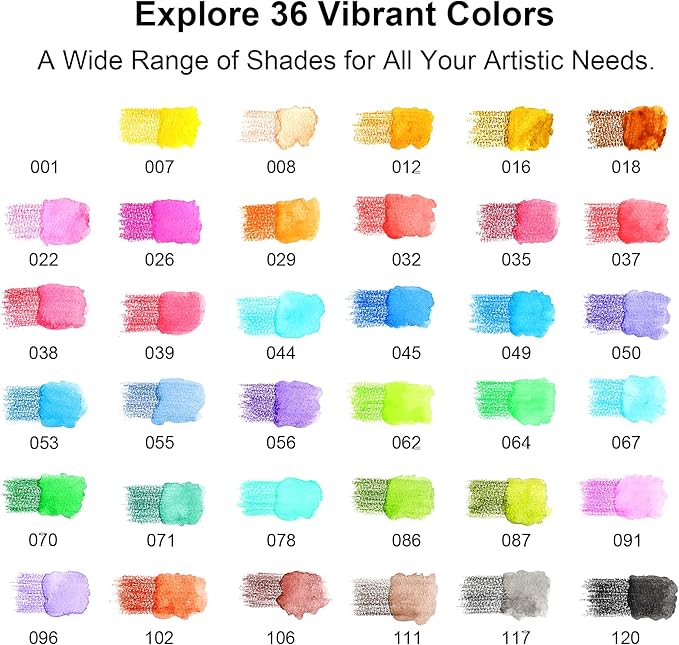 KALOUR Watercolor Pencils with Brush, 36 Colors, Blendable Wet or Dry - Image 2