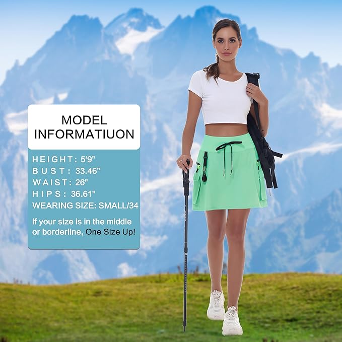 MIVEI Skorts for Woman - Hiking Cargo Skorts with Zipper Pockets, High Waisted Quick Dry Golf Workout, Dressy Casual