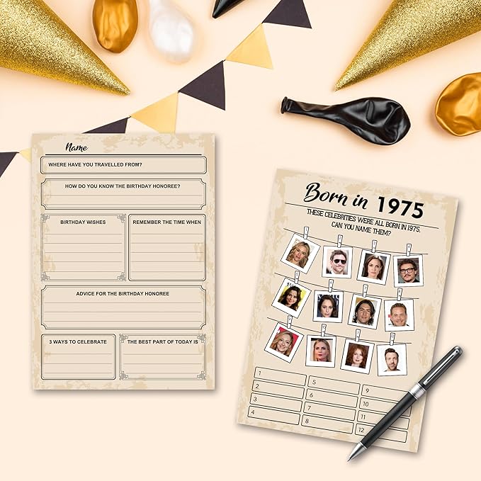 QUPT 50th Birthday Party Games, Born in 1975 Games Bundle, Birthday Party - Image 5