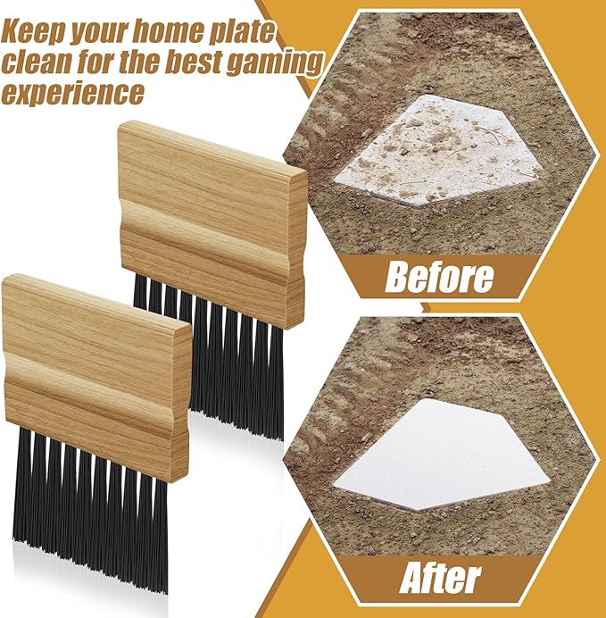Suclain 3 Pieces Umpire Brush with Wood Handle Softball Baseball Home Plate Brush for Umpire Equipment Kit, Black 4.33 x 3.15 x 0.39 Inches