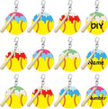 Cunno 12 Sets Softball Ice Cream Drip Acrylic Keychain Blank DIY Kit Bulk Softball Ice Cream Theme 3 Inch Acrylic Keyring with Swivel Snap Hook Keychain for Team Gifts Sport Party Favors
