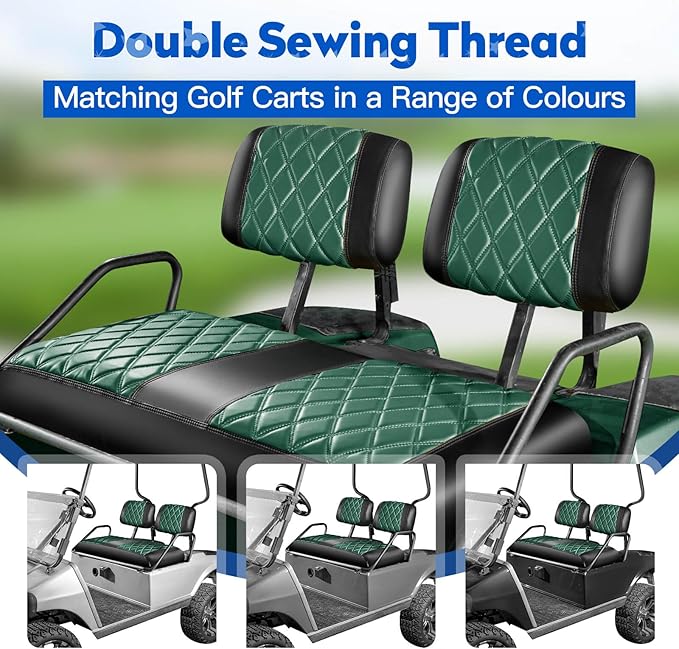 NOKINS Golf Cart Seat Covers Fit Club Car DS Pre-2000 OEM Standard Seat Cushion, Golf Cart Vinyl Diamond Front Seat Covers, Soft/Scratch-Resistant/No Stapler Needed
